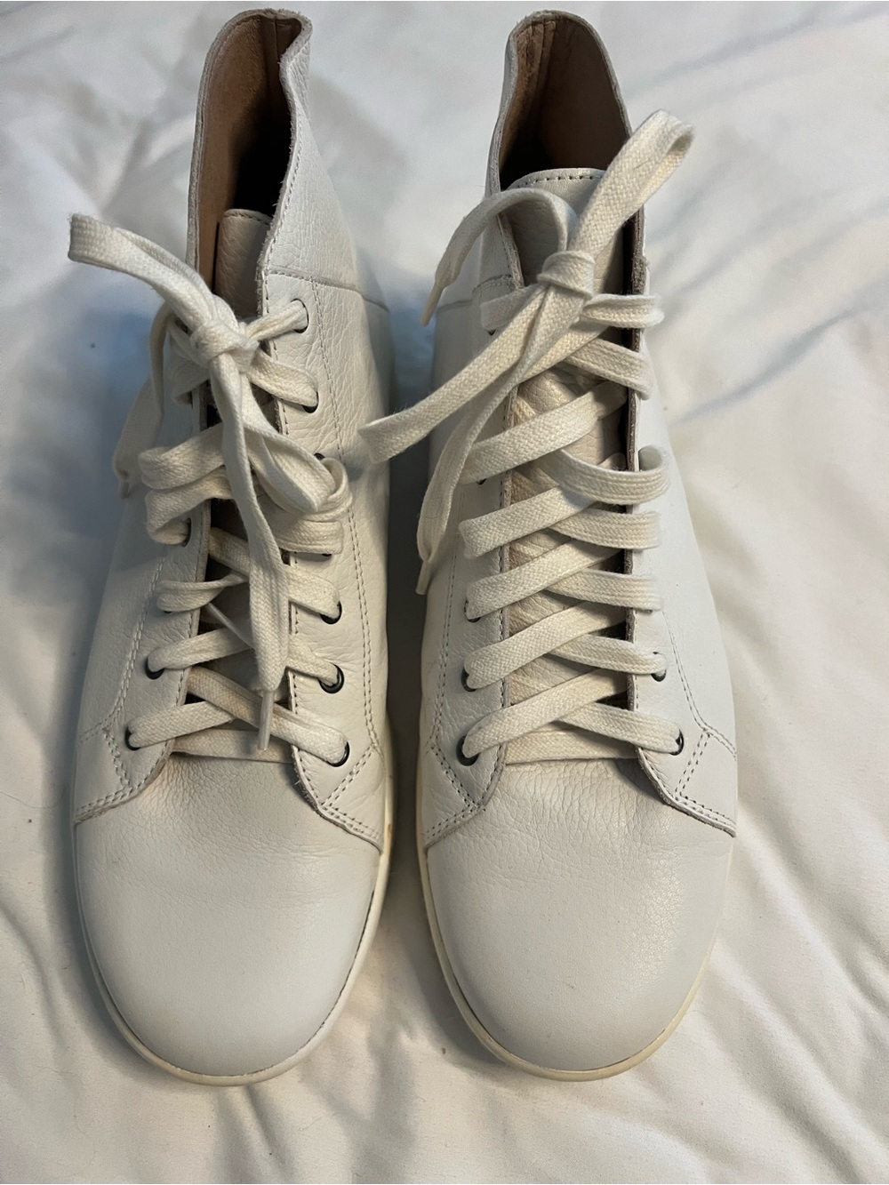 Eileen Fisher Women’s White Leather High-Top Sneakers - Minimal Casual Comfort